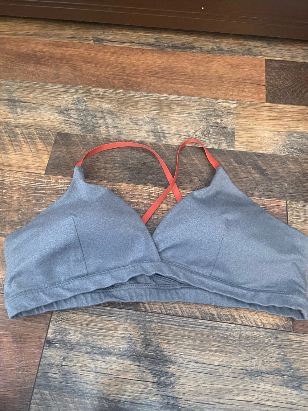 Athleta Gray Bralette with Coral Cross-Back Straps